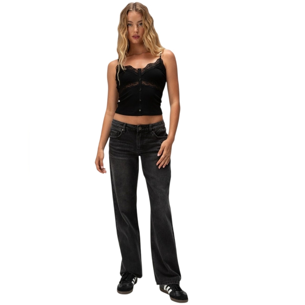 RSQ Women's Low‎ Rise Loose Straight Denim Jeans Size 33 Black - Picture 4 of 9